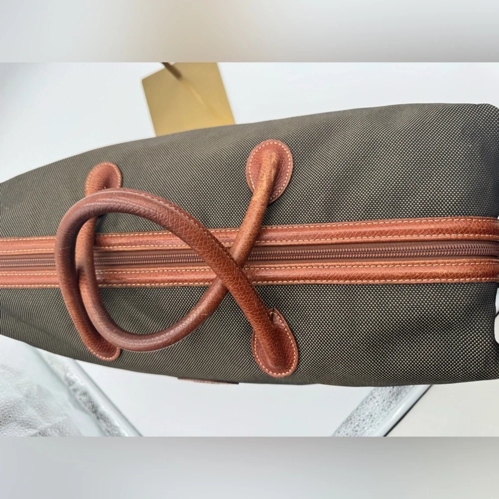 Longchamp Heavy-Weave Canvas & Leather Travel Bag – Weekender Carry-On